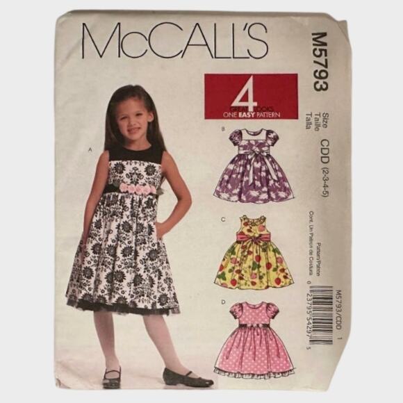 McCall's M5793 Pattern Girls Dresses Childrens Size 2-8 UNCUT - Picture 1 of 4